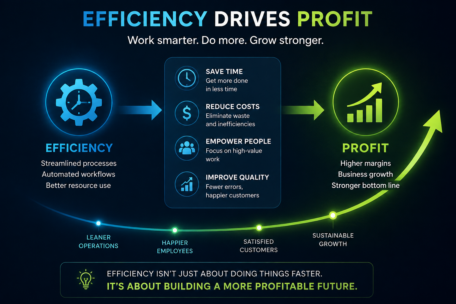 Efficiency drives profit — AI automation business impact diagram
